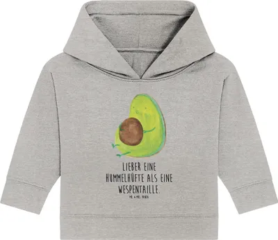 Produktbild von Mr. & Mrs. Panda Organic Baby Hoodie Avocado Pfeifen 12. - 18. Monat - Heather Grey - Geschenk, Diät, Abnehmen, Kapuzenshirt, Kapuzensweatshirt, Ernährung