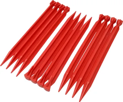 Produktbild von ToCi 12 x Kunststoff Heringe 30cm | Zeltheringe für Outdoor Camping Zelte Garten | weiche & sandige Böden | Zeltnägel in Rot