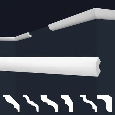 Zdjęcie produktu dla MARBET DESIGN: Listwy sufitowe XPS, styropian, białe, 2 metry. Listwy sufitowe, listwy ścienne, listwy maskujące kabli. Modele