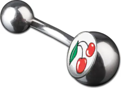 Produktbild von viva-adorno 1 Stück Bauchnabel Piercing Banane 316L Chirurgenstahl 20 verschiedene Motive Z380, S13 Kirschen weiß