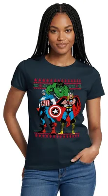 Produktbild von Spreadshirt Avengers Superhelden Ugly Christmas Frauen T-Shirt, L, Navy