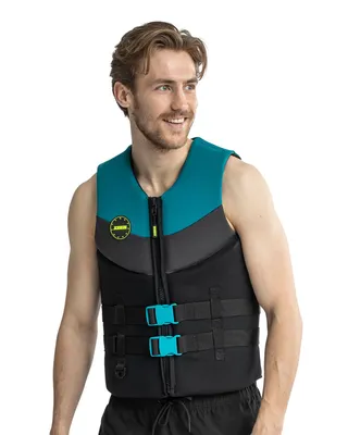 Image de Gilet de natation en néoprène Jobe pour homme « Real Teal Vest Men » avec protection contre les chocs pour le ski nautique - Taille : L