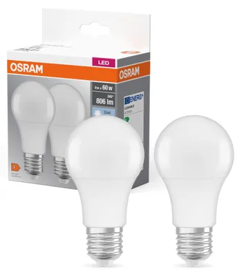 Produktbild von Osram LED E27 8.5W 806LM 2PACK LED-Lampe, Birnenform, Sockel E27, 8,5 Watt, Neutralweiß, 4000 K,