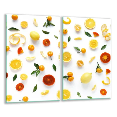 Produktbild von Herdabdeckplatten 2 teilig 30x52 Glaskeramikfeld Abdeckung Glas Obst
