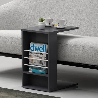 Immagine prodotto di HOMIDEA Tavolino laterale, tavolino da divano, tavolino da salotto, design moderno (antracite)