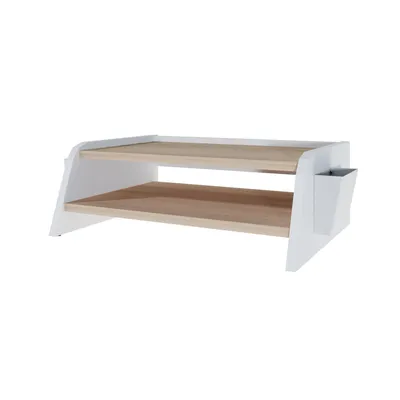 Produktbild von LEVIRA Butley Monitorständer Weiß Eiche 50x38x18 cm – Ergonomisch