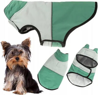 Produktbild von Hundewintermantel mit Reflektor isoliert und mit Klettverschluss befestigt Jacke S