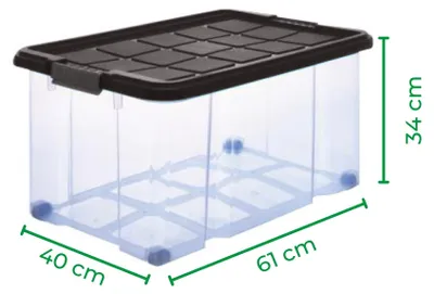 Productafbeelding van Novaliv 2-delige set opbergboxen met deksel, antraciet: 1x 80 liter + 1x 55 liter. In elkaar te zetten, stapelbaar, met kliksluiting. Rollende opbergboxen, BPA-vrij