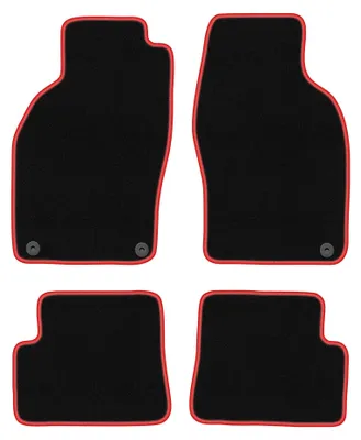 Obrázok produktu pre Velúrové autokoberce pre: Saab 9-3 I 1998-2003 (kabriolet) – sada 4 ks, čierno-červené, na mieru – Wielganizator CARLUX