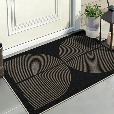 Productafbeelding van Buiten- en binnenmat, 60 x 90 cm, antislip, wasbaar, vuilvanger, zwart/naturel