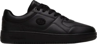 A black Champion RD18 Low Sneakers Herren shoe is shown from a side view against a white background.
