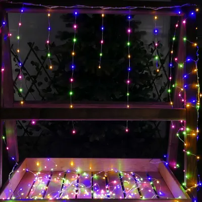 Produktbild von Eisregen Draht-Lichterkette 6m 450 Micro-LED bunt Weihnachten außen