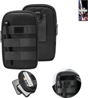 Produktbild von K-S-Trade Holster Gürtel Tasche kompatibel mit ZTE Axon 40 Pro Handy Tasche Schutz Hülle dunkel-grau viele Fächer, 1x