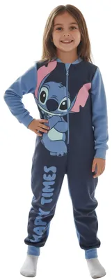 Produktbild von Disney Lilo & Stitch Jumpsuit für Mädchen - Happy Times Overall Kinder Pyjama Schlafanzug Blau 134-140