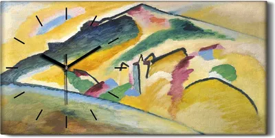 Produktbild von Dekor Leinwand Uhr Wandbilder Geräuschlos 60x30 Herbstliche Landschaft - schwarze Hände
