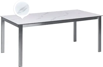 Zdjęcie produktu dla BELIANI Stół ogrodowy efekt marmuru rama ze stali nierdzewnej blat ze szkła hartowanego 180 x 90 cm nowoczesny design