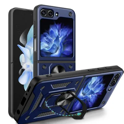 Produktbild von Outdoor Panzer Hülle für Samsung Galaxy Z Flip 5 mit Kameraschutz Ringhalter  Blau