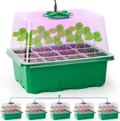 Produktbild von 5er Set Anzuchtschale, Mini-Gewächshaus für Setzlinge, Anzuchtschalen mit Deckel, Garten-Gewächshaus für Starter und Samenwachstum