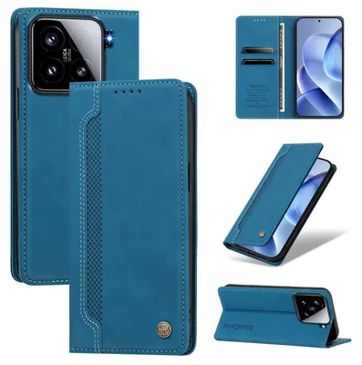 Produktbild von Handyhülle für Xiaomi 15, Leder Wallet Klapphülle mit Standfunktion, Stoßfeste Schutzhülle Blau