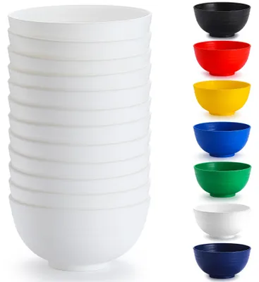Kunststoff-Schüsseln Set 12x 750 ml, weiß, unzerbrechlich, spülmaschinengeeignet