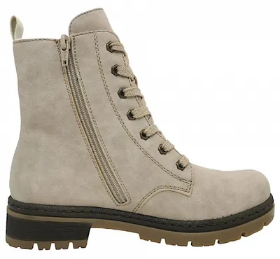Image de Chaussures de randonnée pour femmes Rieker, bottines à lacets, couleur beige, style décontracté
