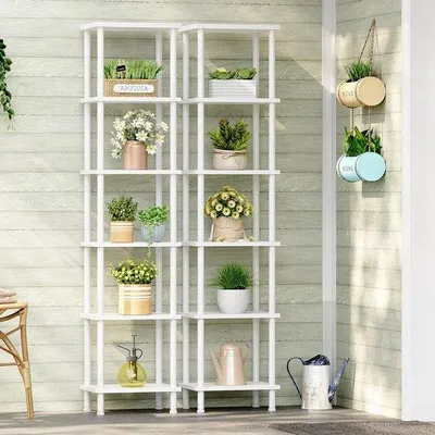 Image de Étagère Unyqoos® autoportante avec 6 niveaux – 38 x 28 cm par compartiment, en panneaux de particules et métal, capacité de 20 kg par étagère, montage sans outils, pieds réglables, système anti-basculement