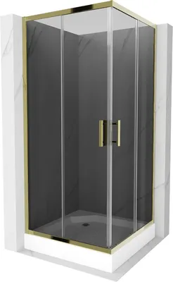 Zdjęcie produktu dla Mexen Rio kabina prysznicowa kwadratowa 90 x 90 cm, grafit, złota + brodzik Rio, biały - 860-090-090-50-40-4510