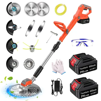 Produktbild von Akku Rasentrimmer 750W, Bürstenloser Rasentrimmer & Freischneider – Set mit 2 Akkus