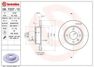 Image de 2x BREMBO 08.7237.10 disque de frein avant