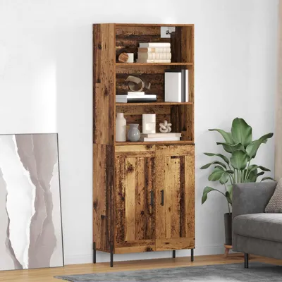 Image de vidaXL Highboard vieux bois 69,5 x 32,5 x 180 cm Bois composite