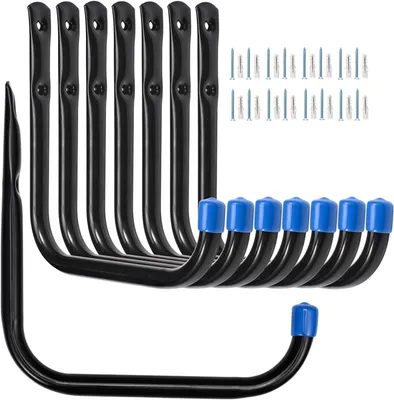 Produktbild von Set mit 8 Garagenhaken (17 cm), robuste Leiterhaken, Wandmontage, 8er-Set