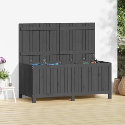 Obrázok produktu pre vidaXL Záhradná truhla sivá 147x68x64 cm z masívneho borovicového dreva - Záhradná truhla - Záhradný box - Záhradný úložný box