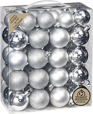 Produktbild von Inge's Weihnachtskugeln 44 Stück 4-5 cm Silber, Kunststoff, bruchfest