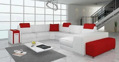 Produktbild von Ecksofa U Form + Hocker Polster Couch Ledersofa