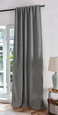 Produktbild von Vorhang HxB 245x140 cm Creme Schwarz Hahnentritt-Muster »PARIS« Flexible Multiband Aufhängung Elegant Pflegeleicht, 2023320