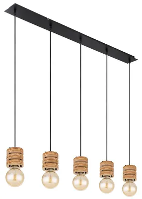 Produktbild von Hängeleuchte, 5-Flammig, Holz braun, schwarz, L 116 cm