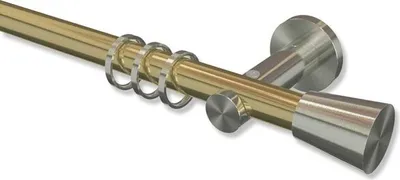 Produktbild von Interdeco Gardinenstange, Vorhangstange Messing-Optik / Edelstahl-Optik Modell Platon Sitra, 20 mm Ø 1-läufig, 600 cm (geteilt)