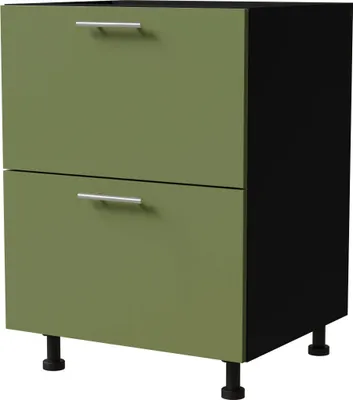 Produktbild von Schubladenunterschrank BRERRA 60cm HETTICH Vollauszug Farbe wählbar BR-D2A/60/1A,RAL 6025 farngrün Matt,schwarz