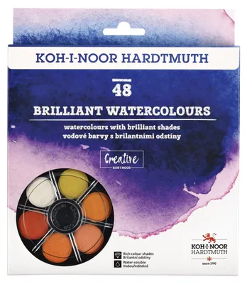 Image de Aquarelles Koh-i-noor/ aquarelles BRIILIANT round 48 couleurs