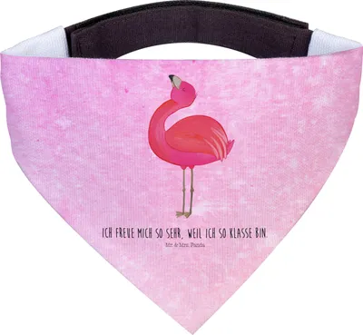 Produktbild von Mr. & Mrs. Panda Halstuch Flamingo Stolz - Aquarell Pink - Geschenk, Für Hunde, Hund, Freundin, Tuch, Rosa, Hunde-Halstuch, Selbstliebe, Schal