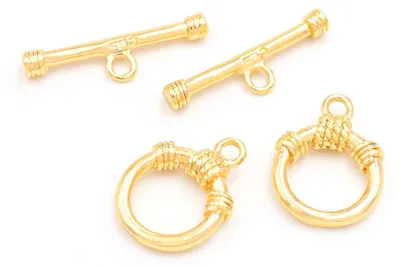 Produktbild von Vintageparts Knebelverschlüsse 18k Goldbeschichtung Metalllegierung 2 Set