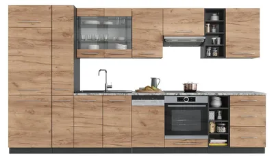 Produktbild von Küchenzeile Vicco Fame-Line Goldkraft Eiche/Anthrazit 355 cm , AP Eiche, Model 49300