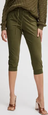Image de Pantalon capri pour femmes b.young BYPANDINA Pantalon en tissu stretch mélangé coton, coupe confortable