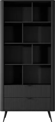Produktbild von Masseno Buchregal LANTANA für Wohnzimmer Büro oder Lesezimmer 88,2x38x193,8 cm, Schwarz