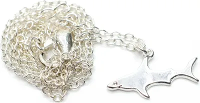 Produktbild von Hai Kette Halskette 45cm Haifisch Haifischkette Fisch versilbert flach Haikette