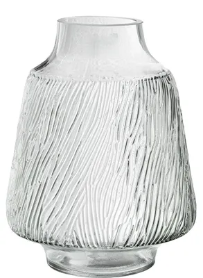 Tafelvase aus geripptem Glas, transparent, 19x19x25 cm