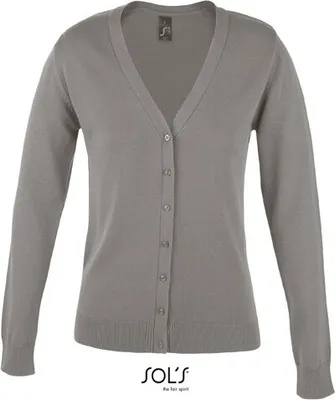 Produktbild von SOLs 90012 | Golden Women V-Neck Knitted Cardigan - Farbe: Medium Grey (Solid) - Größe: S