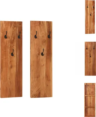 Zdjęcie produktu dla vidaXL Wieszaki ścienne na płaszcze 2 szt. 36x3x110 cm lite drewno akacjowe - wieszaki i wieszaki na płaszcze
