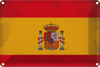 Produktbild von vianmo Blechschild 20x30 cm Spanien Spain Vintage Flagge Fahne Wappen