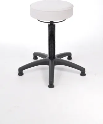 Produktbild von Drehhocker Indianapolis | Sitzhöhe 48-67cm | Ø 63cm | Tragfähigkeit 110kg | Kunstleder-Sitz | Kunststoff-Fußkreuz mit Gleiter | Weiß